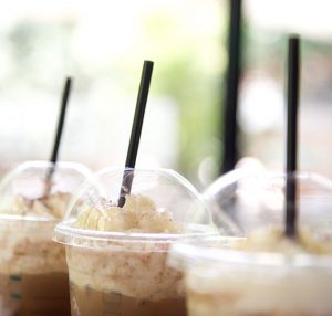 Closeup of whipcream topped coffee drinks