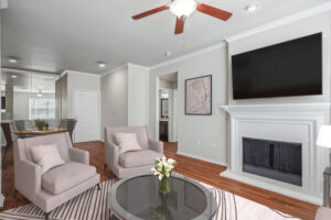 Living room with fire place