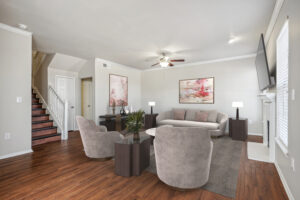 Living room with large windows