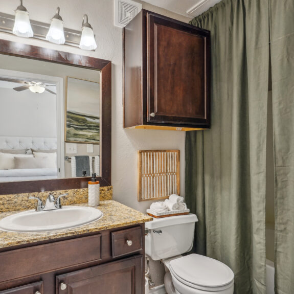 Bathroom with toilet and tub shower