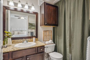 Bathroom with toilet and tub shower