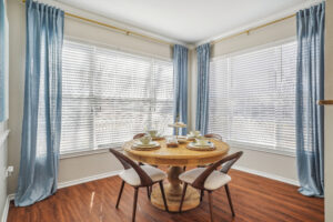 Dining area with large windows
